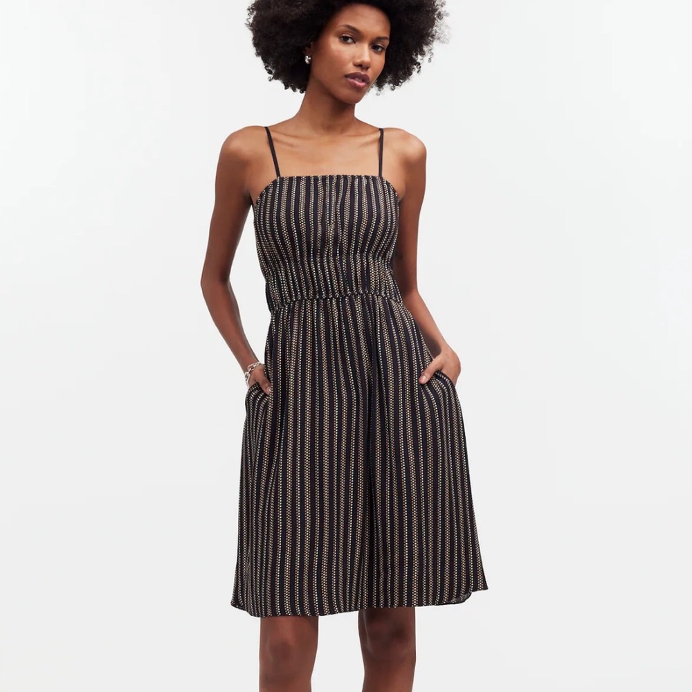 Madewell Smocked Square-Neck Mini Dress in Stripe